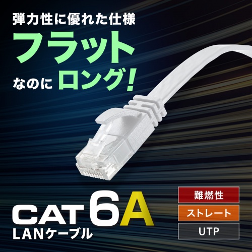 KB-FL6AL-30W / カテゴリ6AフラットLANケーブル（ホワイト・30m）