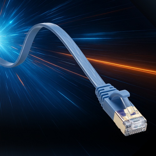 KB-FLU7-005BL / CAT7フラットLANケーブル（0.5m・ブルー）