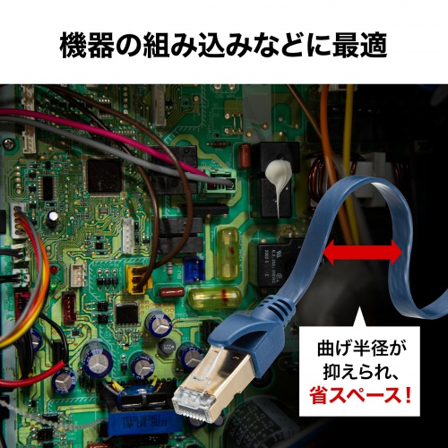 KB-HFL6A-03NV / カテゴリ6Aハンダ産業用フラットLANケーブル（ネイビーブルー・3m）