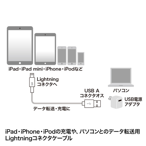 KB-IPLT01KW / ライトニングケーブル（12.5cm・ホワイト）