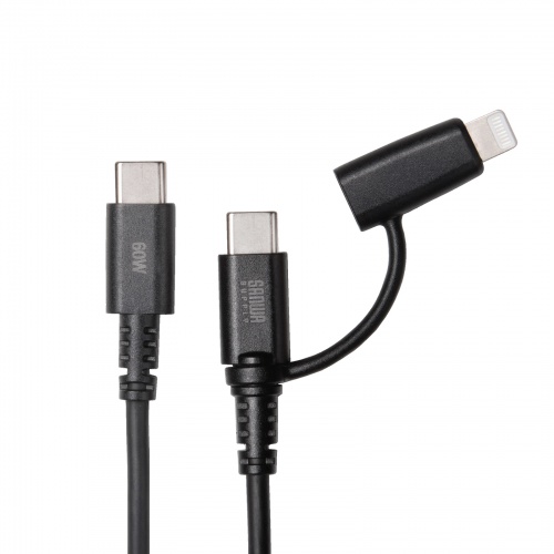 KB-IPLTCCP6010BK / USB2.0 Type-Cケーブル（Lightning変換アダプタ付き・ブラック）