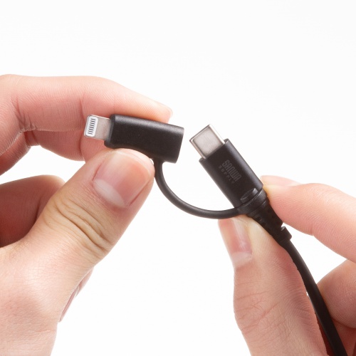 KB-IPLTCCP6010BK / USB2.0 Type-Cケーブル（Lightning変換アダプタ付き・ブラック）
