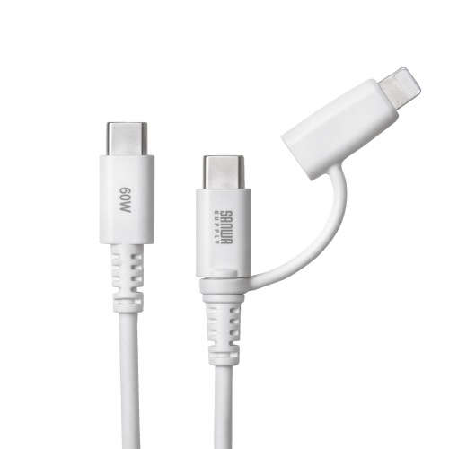 KB-IPLTCCP6010W / USB2.0 Type-Cケーブル（Lightning変換アダプタ付き・ホワイト）