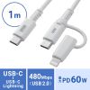 KB-IPLTCCP6010W / USB2.0 Type-Cケーブル（Lightning変換アダプタ付き・ホワイト）