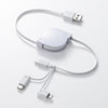 KB-IPLTM08KW ライトニング・Type-C・microB 巻取りUSB 3in1 ケーブル 0.8m KB-IPLTM08KW / ライトニング・Type-C・microB 巻取りUSB 3in1 ケーブル 0.8m