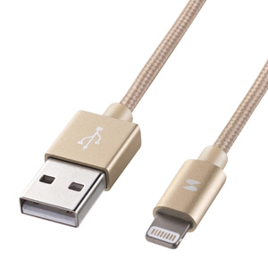 KB-IPLTNM10KGD / ライトニングケーブル(ナイロンメッシュ・ゴールド・1m)