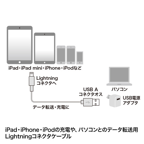 KB-IPLTNM10KSV / ライトニングケーブル（ナイロンメッシュ・シルバー・1m）