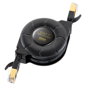 KB-MK10BK / 自動巻取りLANケーブル（CAT7)（最大1.5m・ブラック）