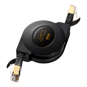 KB-MK12BKN / CAT7自動巻き取りLANケーブル(最大0.95m・ブラック)