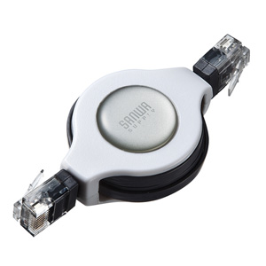 KB-MK15W / 自動巻き取りLANケーブル(ホワイト・最大1.2m)