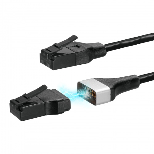 KB-SL6ABA-01BK / マグネット脱着式 カテゴリ6A LANケーブル（細径・1m）