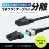 KB-SL6ABA-02BK / マグネット脱着式 カテゴリ6A LANケーブル（細径・2m）