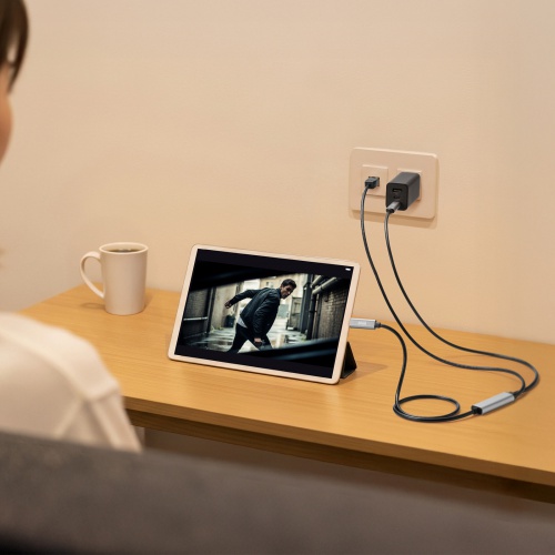 KB-SL6CLANPD1BK / 急速充電対応 USB Type-C LAN変換ケーブル（Gigabit対応・PD100W・1m）