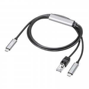 KB-SL6CLANPD1BK / 急速充電対応 USB Type-C LAN変換ケーブル(Gigabit対応・PD100W・1m)