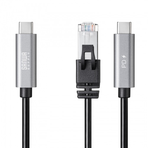KB-SL6CLANPD2BK / 急速充電対応 USB Type-C LAN変換ケーブル（Gigabit対応・PD100W・2m）