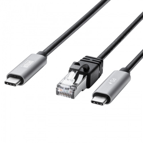 KB-SL6CLANPD2BK / 急速充電対応 USB Type-C LAN変換ケーブル（Gigabit対応・PD100W・2m）