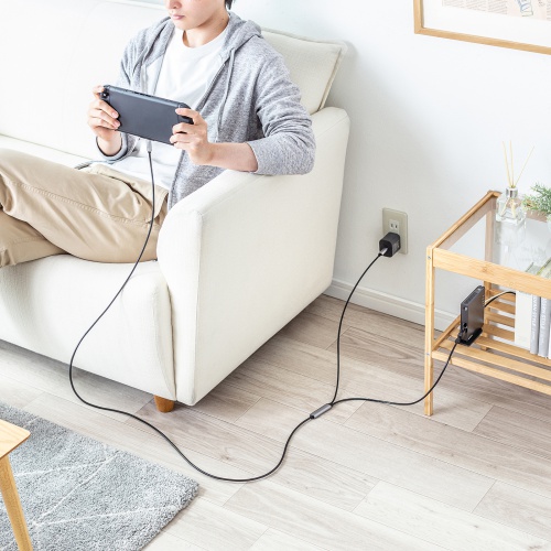 KB-SL6CLANPD2BK / 急速充電対応 USB Type-C LAN変換ケーブル（Gigabit対応・PD100W・2m）