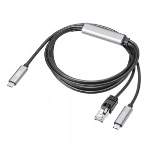 KB-SL6CLANPD2BK / 急速充電対応 USB Type-C LAN変換ケーブル(Gigabit対応・PD100W・2m)