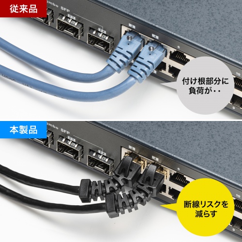 KB-T6ASYL-005BK / 4方向固定CAT6A STP LANケーブル（ブラック・0.5m）