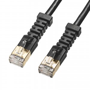 KB-T6ASYL-002BK / 4方向固定CAT6A STP LANケーブル(ブラック・0.2m)