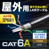 KB-T6AWP-CB100BK / 屋外用防水カテゴリ6A LANケーブルのみ（ブラック・100m）