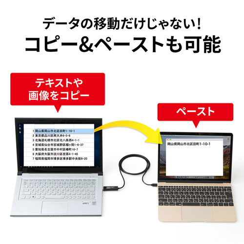 KB-USB-LINK5 / ドラッグ＆ドロップ対応Type-Cリンクケーブル（Mac/Windows対応）