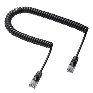 KB-Y5CC-01BK / カールコードCAT5eLANケーブル(最大1m・ブラック)