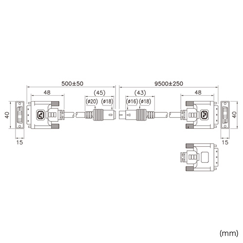 KC-DVI-K100 / DVI工事配線ケーブル（シングルリンク・10m）