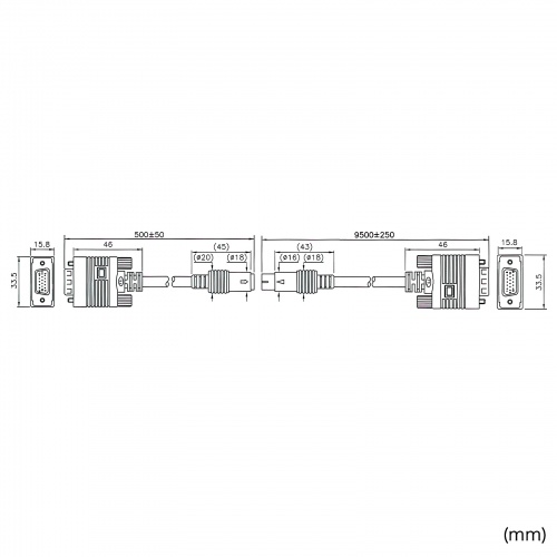 KC-K100 / ディスプレイ工事配線ケーブル（アナログRGB・10m）