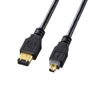 KE-1346-1BK / IEEE1394ケーブル(6pin-4pin・1m・ブラック)