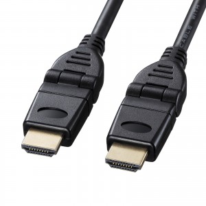 コネクタが回転する3Dコネクタでスッキリ配線できる、ハイスピードHDMIケーブル