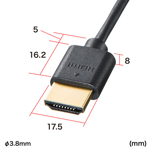 KM-HD20-SS10 / イーサネット対応ハイスピードHDMIケーブル（1m・ブラック・スリム＆スモール）