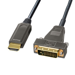HDMI出力のパソコンとDVI入力のディスプレイを接続する10mの光ファイバーケーブルを発売