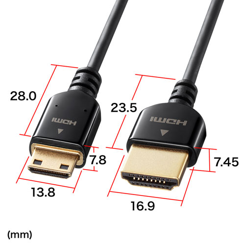 KM-HD22-07K / イーサネット対応ハイスピードHDMIミニケーブル（ブラック・0.75m）