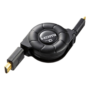 KM-HD22-MN12 ミニHDMI巻取りケーブル(最大1.2m・ブラック) KM-HD22-MN12 / ミニHDMI巻取りケーブル(最大1.2m・ブラック)