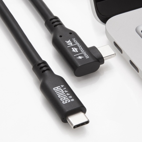 KU-10GCCP100L20 / USB10GbpsType-Cケーブル（PD100W・映像出力対応・片側L型コネクタ・2m）