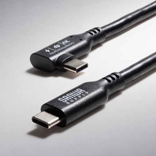 KU-10GCCP100L20 / USB10GbpsType-Cケーブル（PD100W・映像出力対応・片側L型コネクタ・2m）