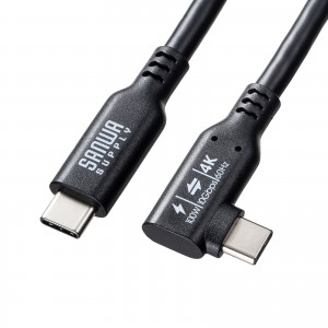 KU-10GCCP100L20 / USB10GbpsType-Cケーブル(PD100W・映像出力対応・片側L型コネクタ・2m)
