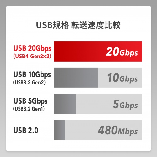 KU-20GCCPE10 / USB20Gbps（USB4 Gen2×2）Type-C ケーブル