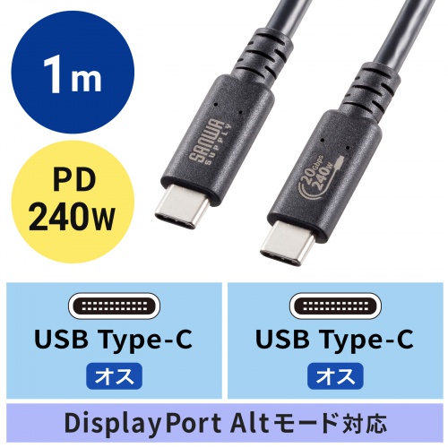 KU-20GCCPE10 / USB20Gbps（USB4 Gen2×2）Type-C ケーブル