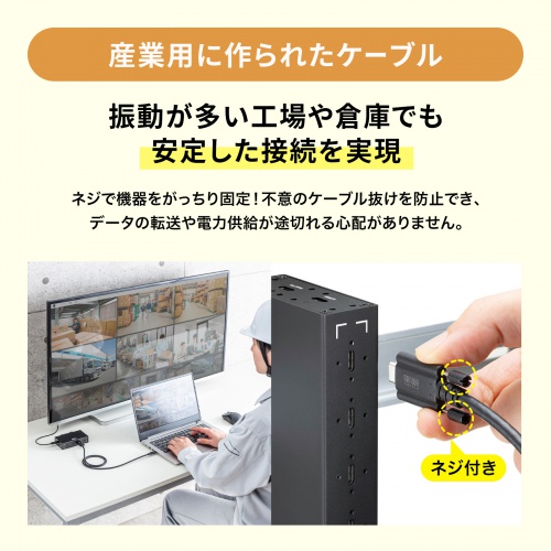 KU-20GCCPEDSL20 / USB 20Gbps Type-Cケーブル（デュアルスクリューロック・240W・2m）