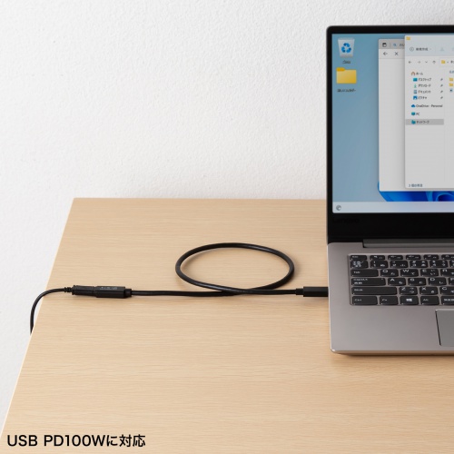 KU-5GCCP100EN05 / USB5Gbps Type-C延長ケーブル(PD100W・0.5m)