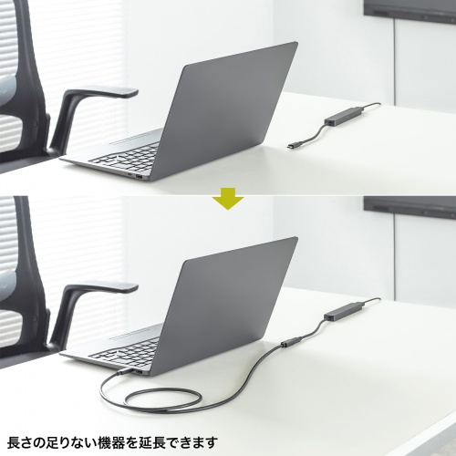 KU-5GCCP100EN10 / USB5Gbps Type-C延長ケーブル(PD100W・1m)