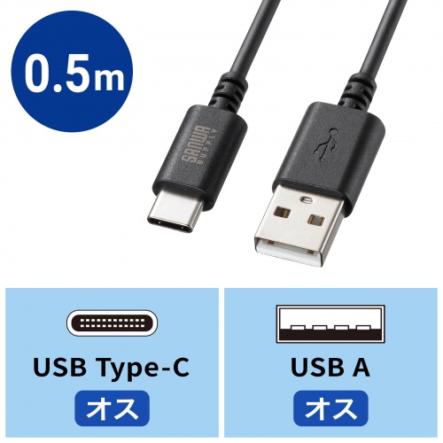 KU-CA05BK / USB 2.0 Type-Cケーブル（C-A・0.5m・ブラック）