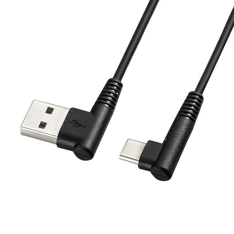 PCケーブル・コネクタ USB L字型で配線しやすいUSB Type-C−USB2.0 Aコネクタケーブルを