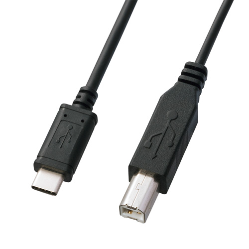 KU-CB10【USB2.0 Type-C-Bケーブル（1m・ブラック）】USB Type-C －  BのUSB2.0ケーブル。USB認証取得品。ブラック・1m。 | サンワサプライ株式会社