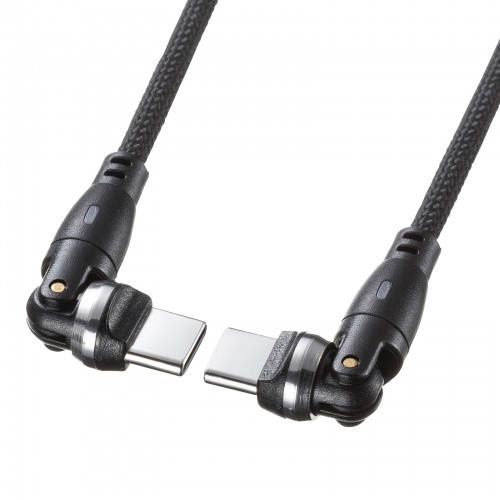 KU-CCP100KAW10BK / USB2.0 Type-C 両側コネクタ540度回転ケーブル ブラック（100W・1m）