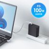 KU-CCP100KAW10W / USB2.0 Type-C 両側コネクタ540度回転ケーブル ホワイト（100W・1m）