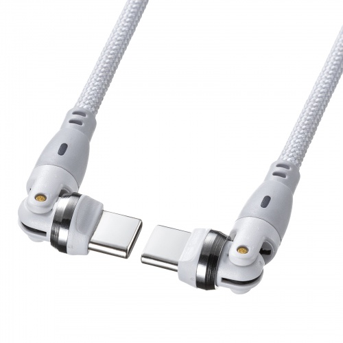KU-CCP100KAW18W / USB2.0 Type-C 両側コネクタ540度回転ケーブル ホワイト（100W・1.8m）