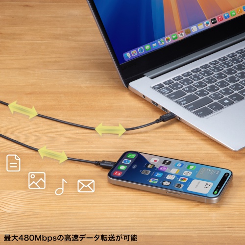 KU-CCP6015BK / USB 2.0 Type-Cケーブル（PD60Ｗ・1.5m・ブラック）